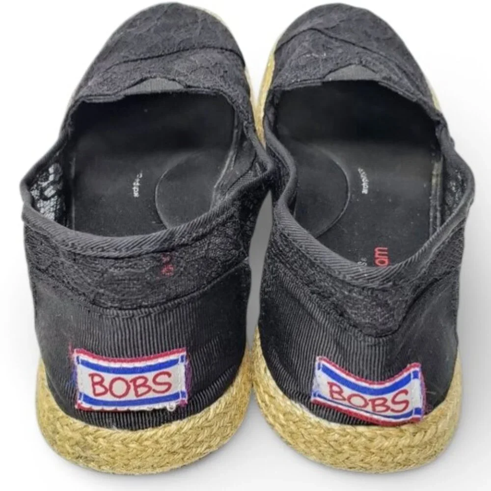Skechers Bobs Floral Mesh‎ See Through Top Slip On Espadrille Shoe 7.5